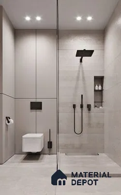 A bathroom with a large tub in the middle of the room and two sinks and two sinks on the wall next to a bathtub in front of a window that has a wooden floor in the wall above